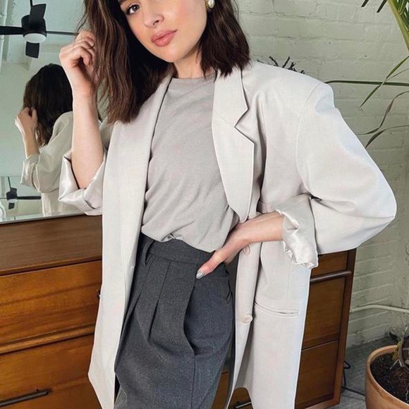 Frankie Shop Jackets & Blazers - The Frankie Shop Pernille Boyfriend Twill Blazer in light grey